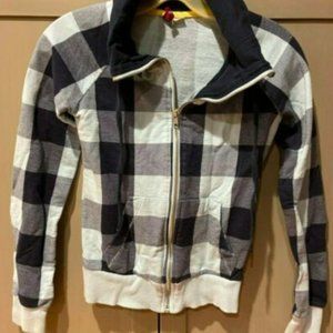 Divided  H & M blue plaid sweatshirt jacket size2